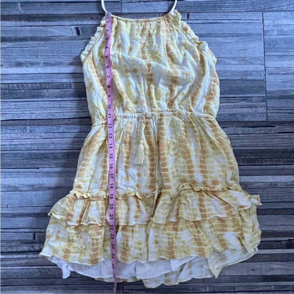 Majorelle Baker Yellow Tie Dye Mini Halter Dress, M
